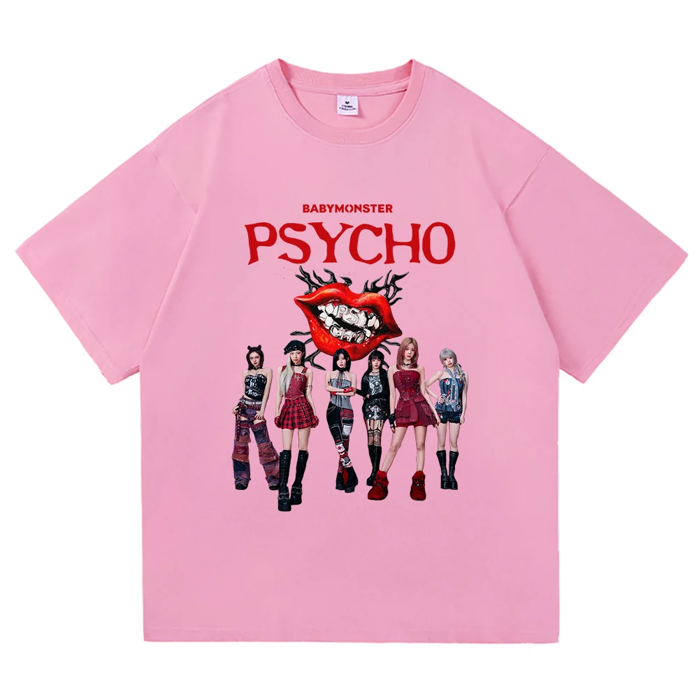 Babymonster نحن نذهبون تي شيرت أغنية جديدة النفسي موضة ريترو الرجال/النساء الملابس خمر Harajuku بلايز عالية الجودة القطن بلايز