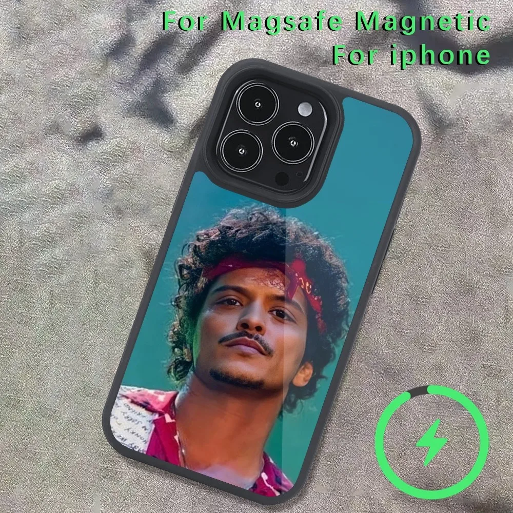 Bruno Mars singer Phone Case  For iPhone 14 13 12 11 15 Pro Max Magsafe Wireless Charge Plus Mini Cover