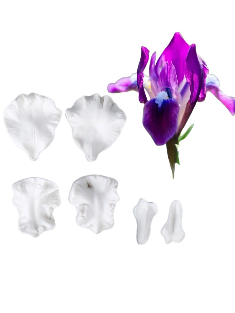 6PCS Iris Floral Flower Leaves Petal Veiners Silicone Moulds Chocolate Sugar Paper Clay Fondant Cake Decorating Tools M2830