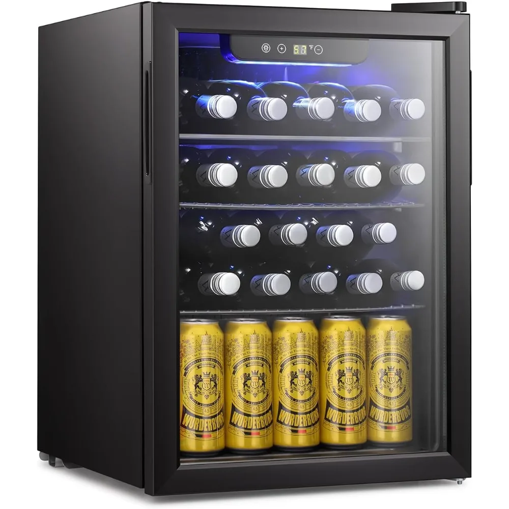 24 Bottle Wine Cooler/Cabinet Beverage Refrigerator Small Mini Wine Cellar Beer Soda Clear Glass