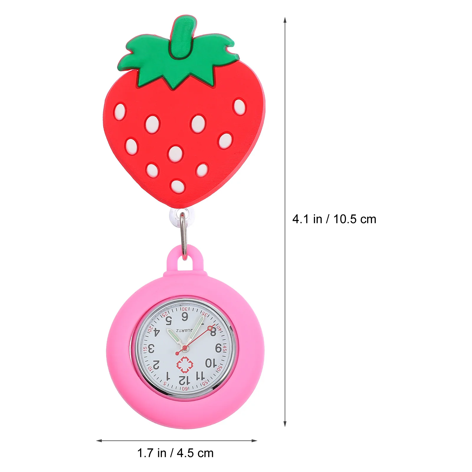 

Nurse Pocket Watch Glass Silicone Material Strawberry Cartoon Design Luminous Stretchable Medical Pocket Watch
