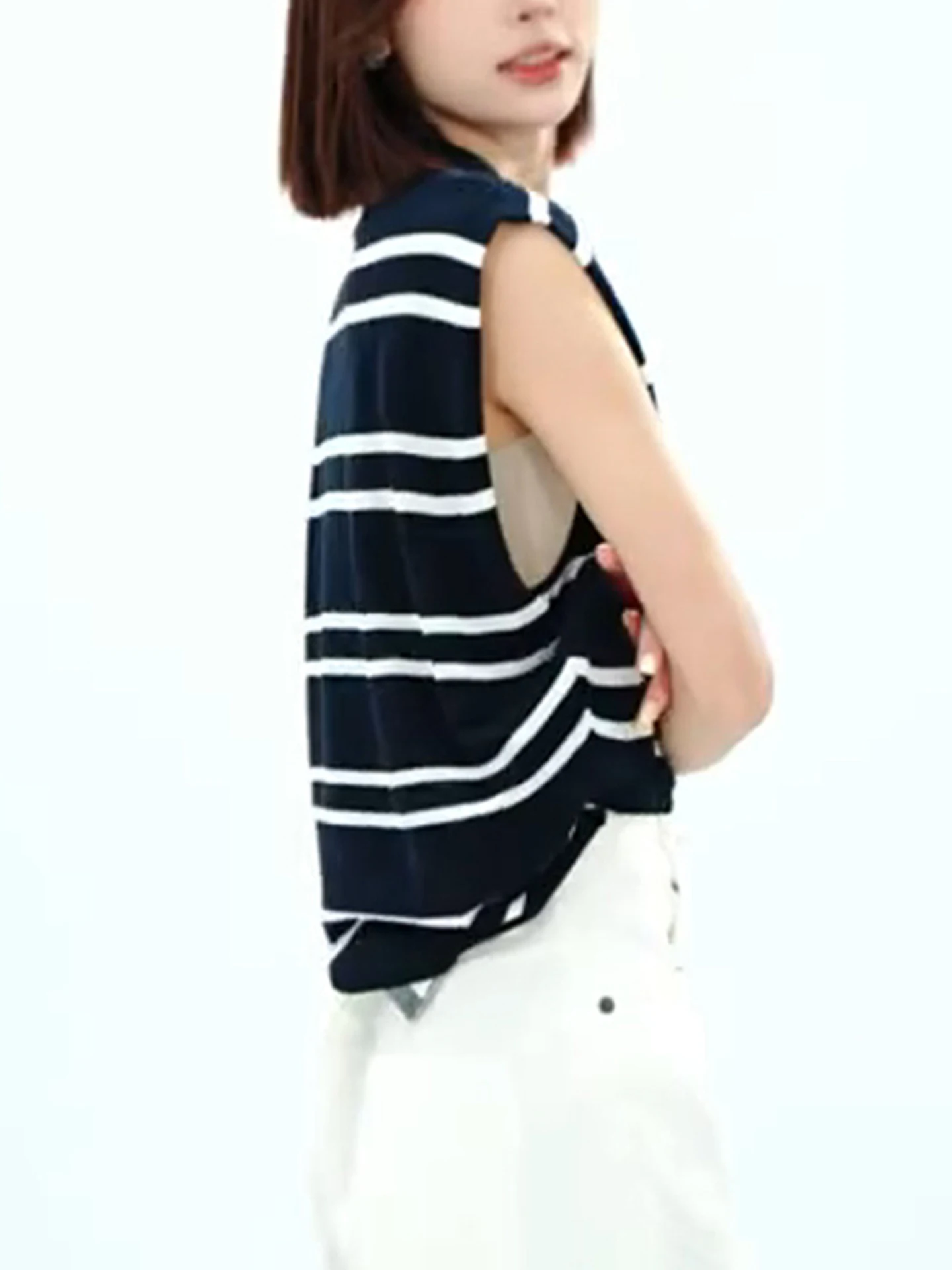 سترة كورية فريدة من نوعها مخططة Svel متماسكة ملونة تصميم Blo للصيف للتنقل خفيفة الوزن فاخرة بقلنسوة irt #5