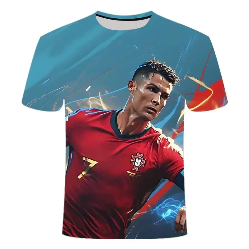 2024 New Hot 3D Printed Football T-shirt Men's and Women's Football C Luo Series Printed Sports Jersey Casual and Breathable