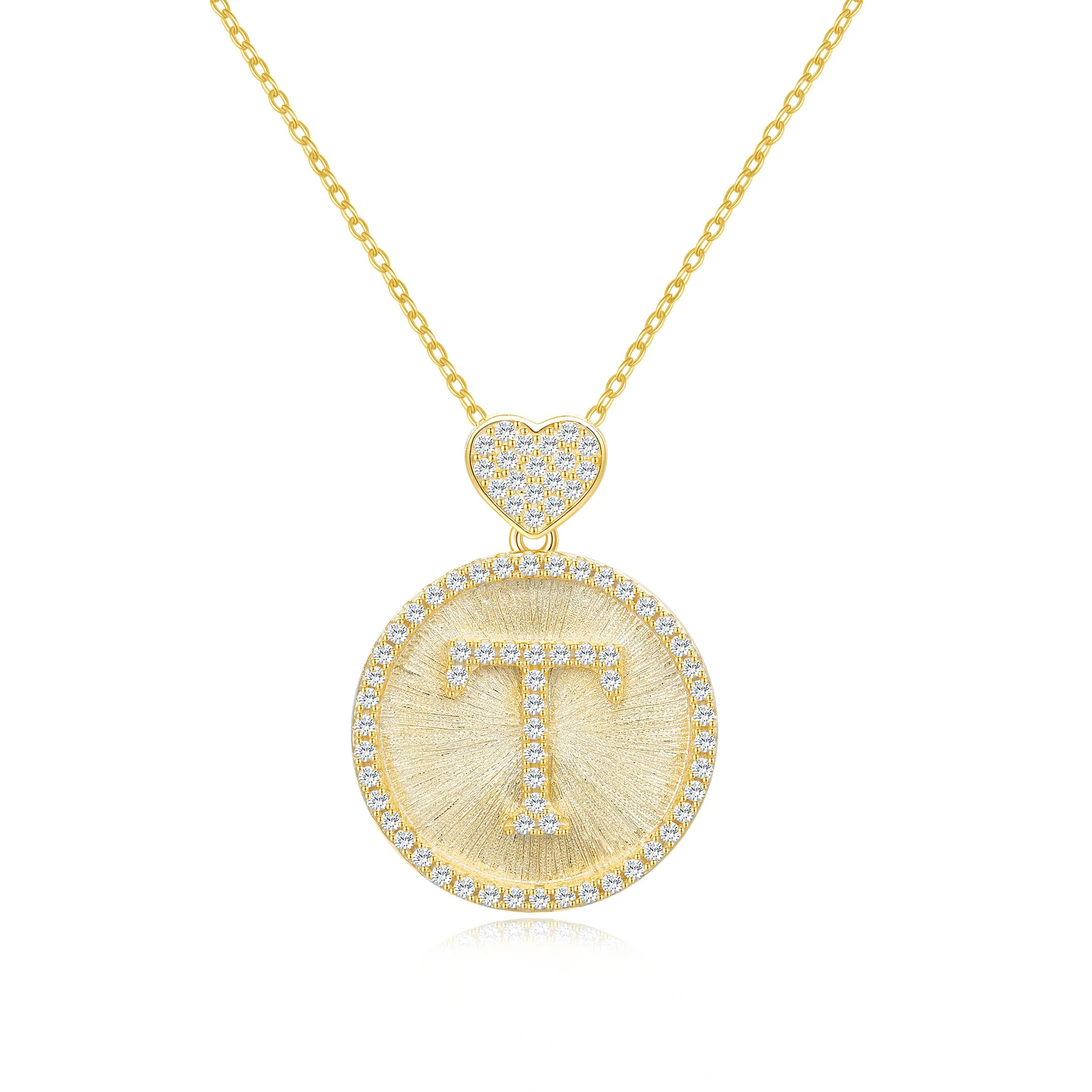 Luxurious 14K Gold Moissanite Necklace Pendant Brushed Round Choker for Women Platinum Pt950 Fine Jewelry Gift
