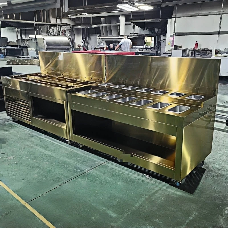 ثلاجة عرض الحبوب الخشبية الراقية لمطاعم الشواية - تبريد الهواء، ميزة الرش، مثالية لعرض المكونات الطازجة