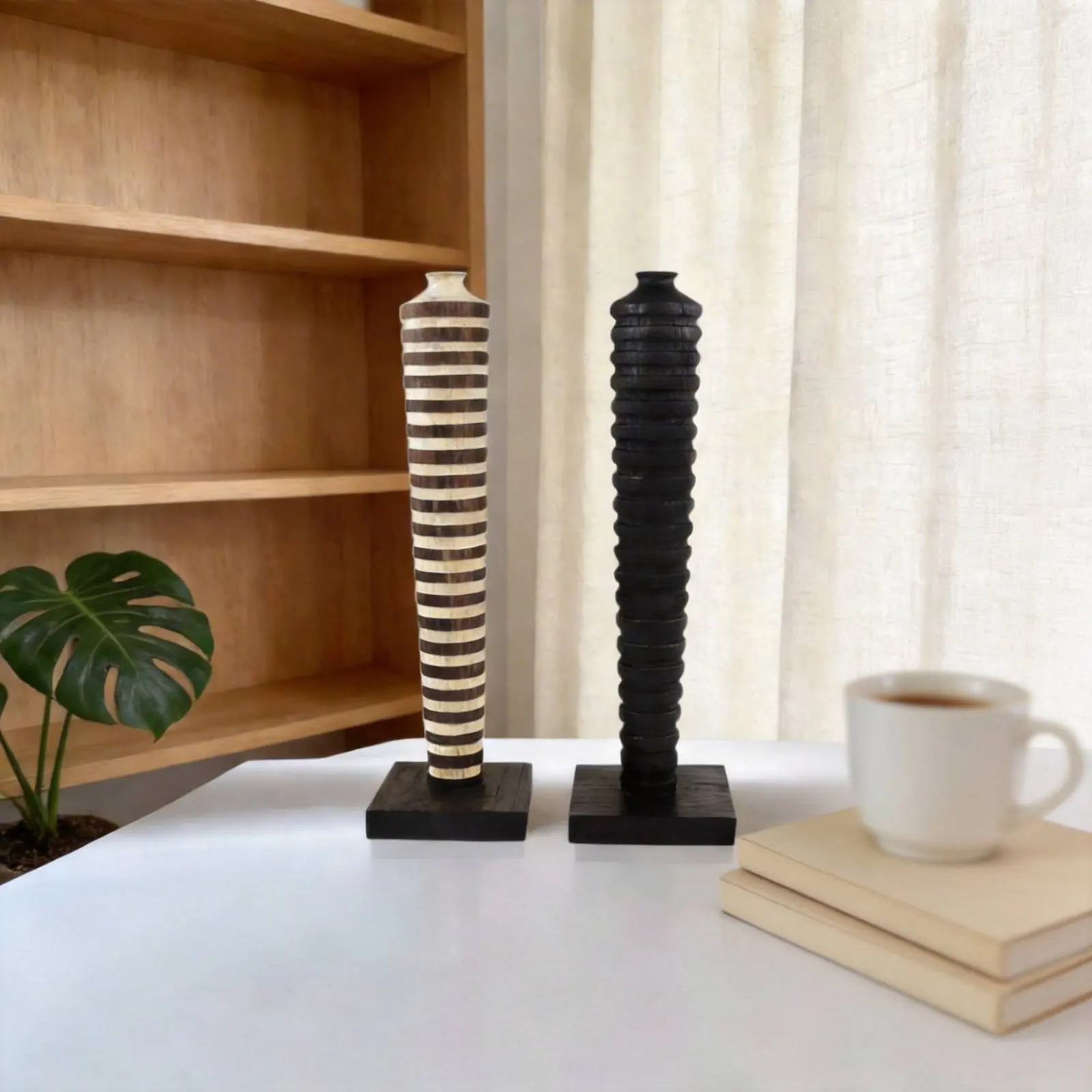 Jarrón alto de madera hecho a mano - Decoración para gatos y perros - imagen 3