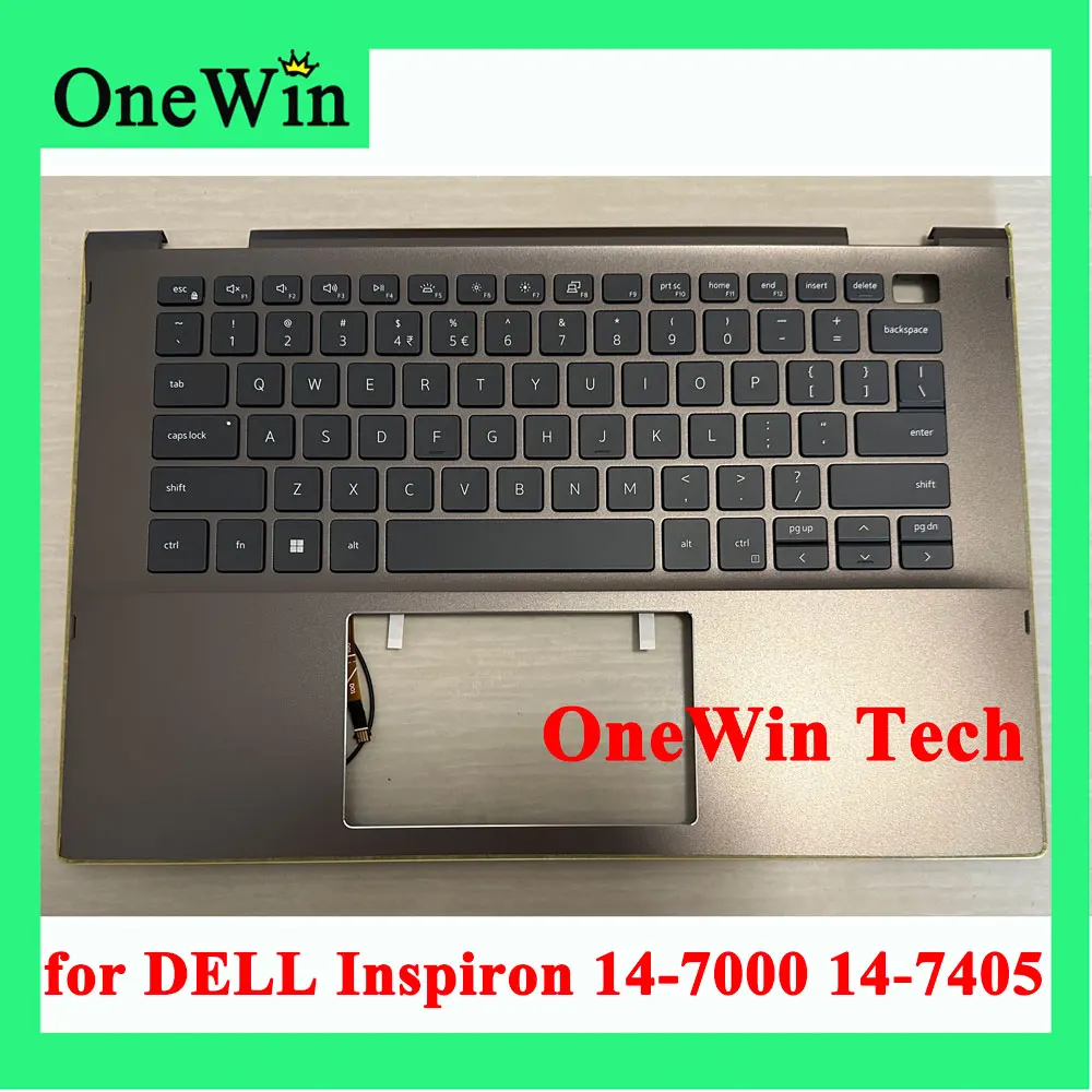 

Оригинальный новый для Dell INSPIRON 14-7000 14-7405 2-в-1 ноутбука США коричневый клавиатура с подсветкой упор для рук верхняя крышка чехол 0MKCVW 02XKPJ