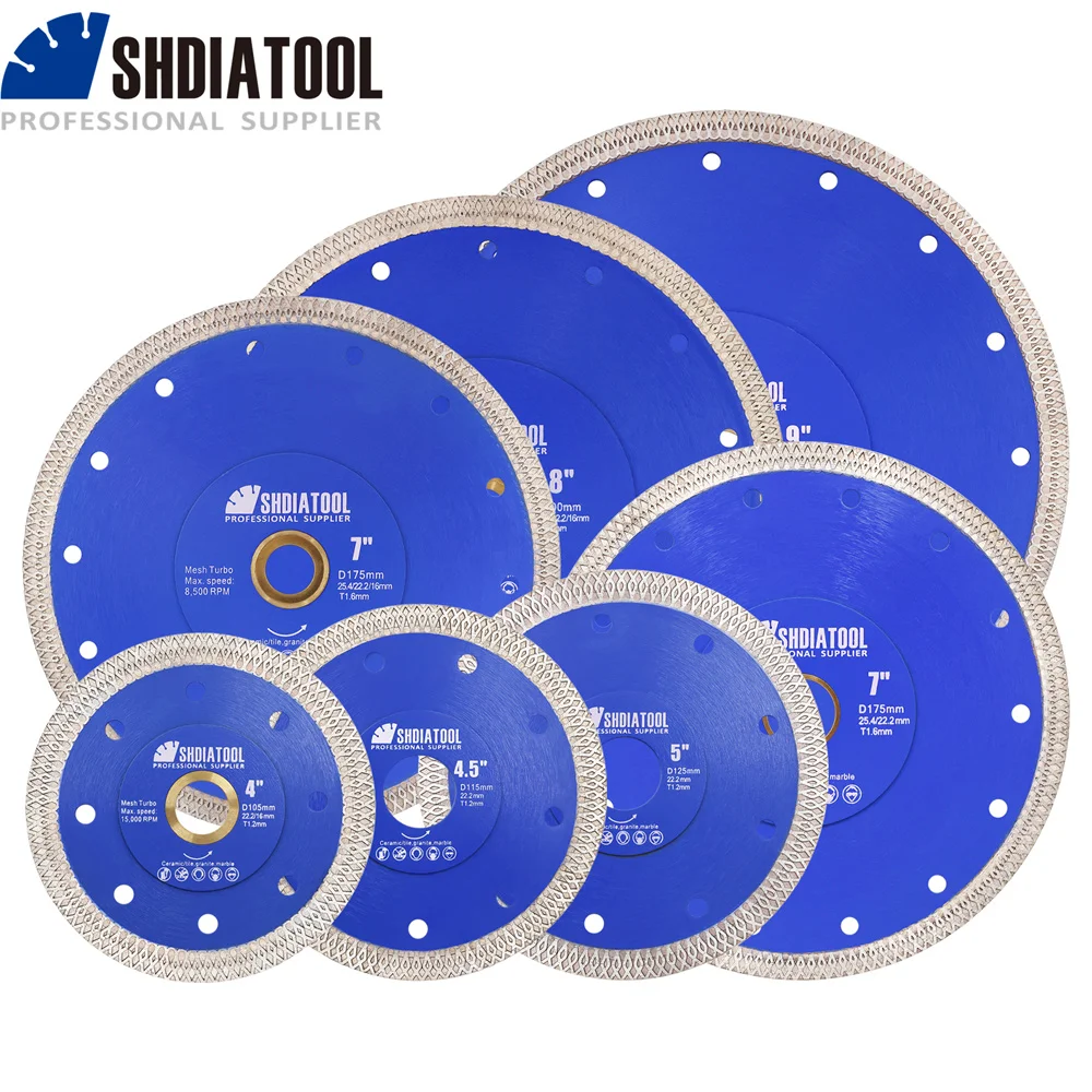 SHDIATOOL 1/2/5pcs Diameter 75-350mm Diamond Cutting Disc X Mesh Turbo Saw Blade Cut Ceramic Tile Porcelain Marble Granite Stone