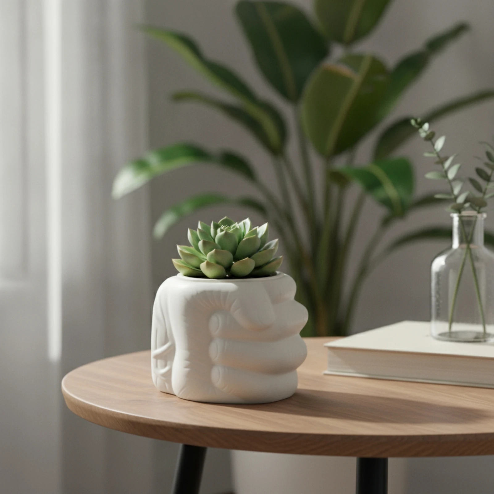 Fist-Shaped Planter Artistic Fist Planter Flowerpot Sculptural Succulent Pot Decorative for Desk, Windowsill