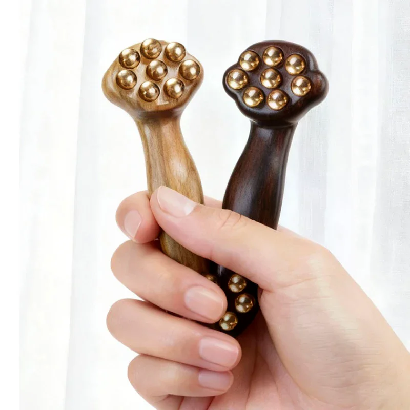 Double Ended Facial Fascia Lifting Tool Acupunt Stick Facial Schrapen Stick Messing Kraal Sandelhout Massage Gua Sha Stick Relax