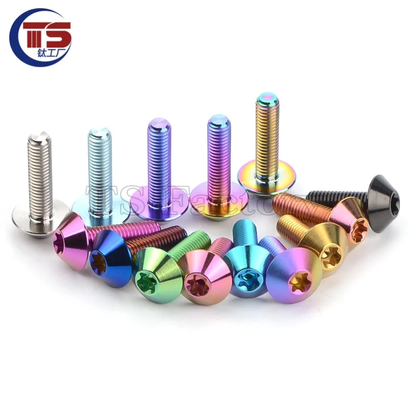 TS10PCS Titanium Alloy Screws Umbrella Torx Head M5X15/18/20mm Motorcycle Fairing Windshield Screws