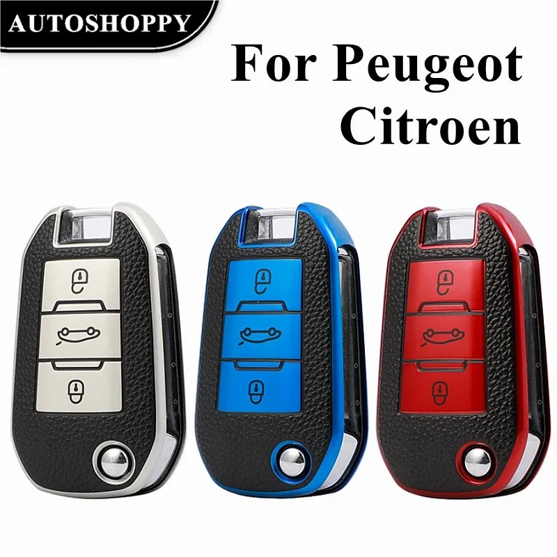 

Leather Car Remote Key Case Cover For Peugeot 3008 208 308 508 408 2008 307 4008 For Citroen C4 C4L CACTUS C3 C6 C8 Shell