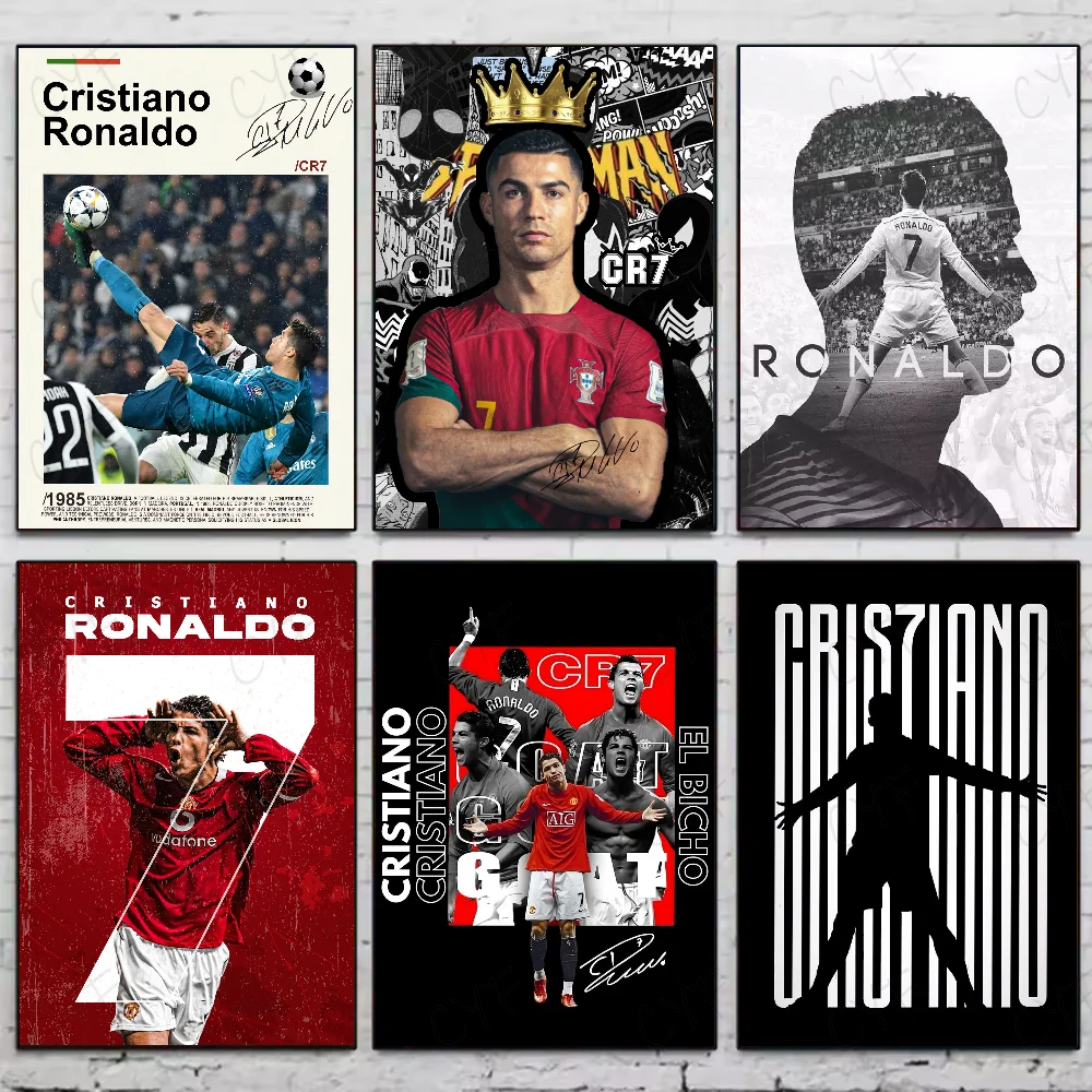 C-Cristiano CR7 R-Ronaldo  Poster HD art sticky wall waterproof home living room bedroom bar aesthetic decoration