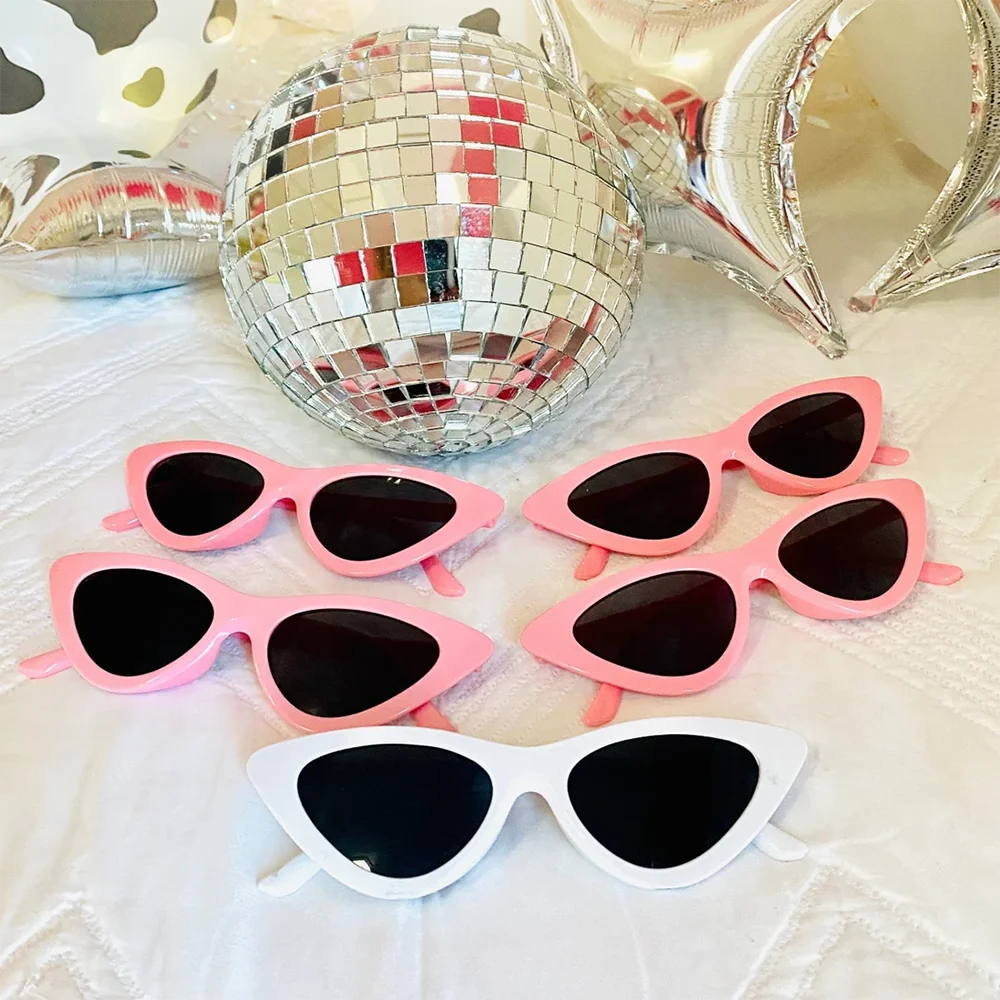 

1pcs White +4pcs Pink Fun Cat Eye Sunglasses Bachelorette & Birthday Party Favors Bride & Bridesmaid Accessory Wedding Decor