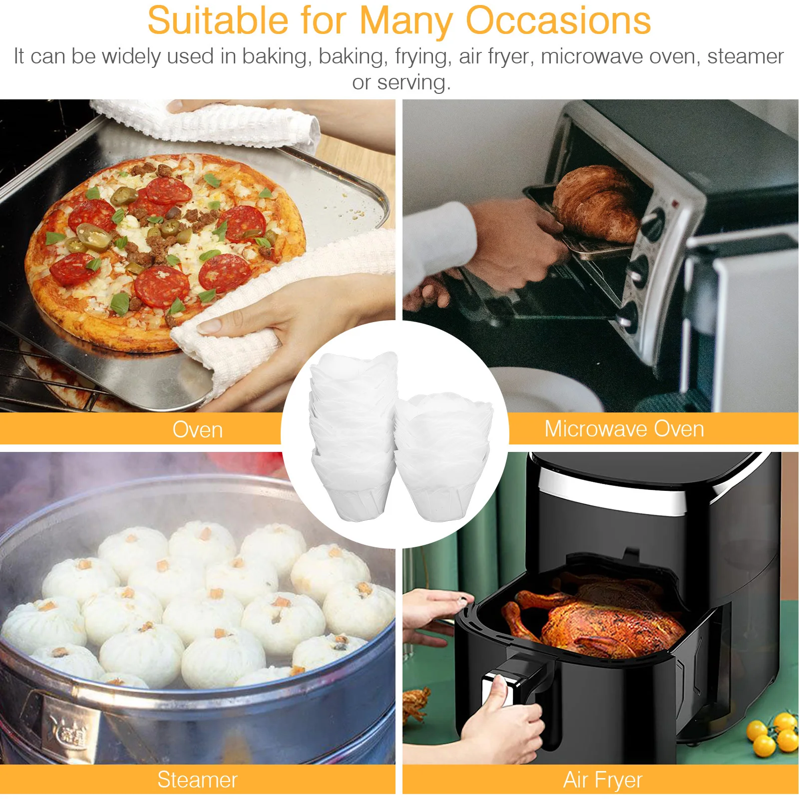 

100Pcs Lotus Baking Cups Transparent Bright Cupcake Liners No Fading Heat Resistant Muffin Holders Lotus Cupcake Liners