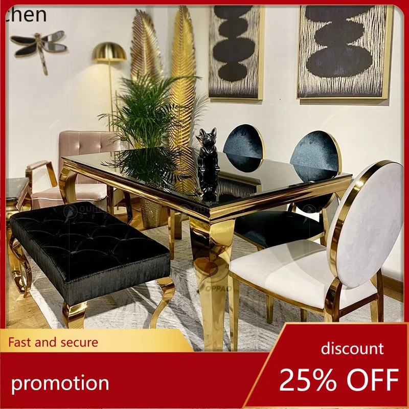 YFY Light Luxury Glossy Marble Dining Table and Chairs  Style Simple Modern Home Living Room Small  Rectangular Dining Table