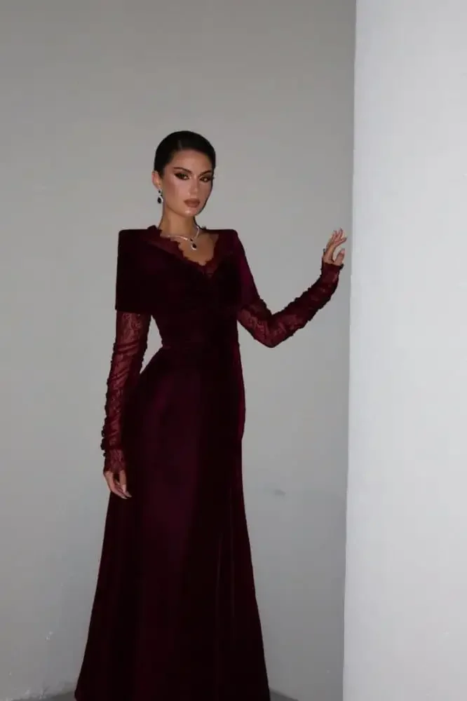 

Arabia Customized Party Dress Evening Dresses Woman Elegant Women Dresses For Special Occasions Long Sleeves Robes De Cocktail