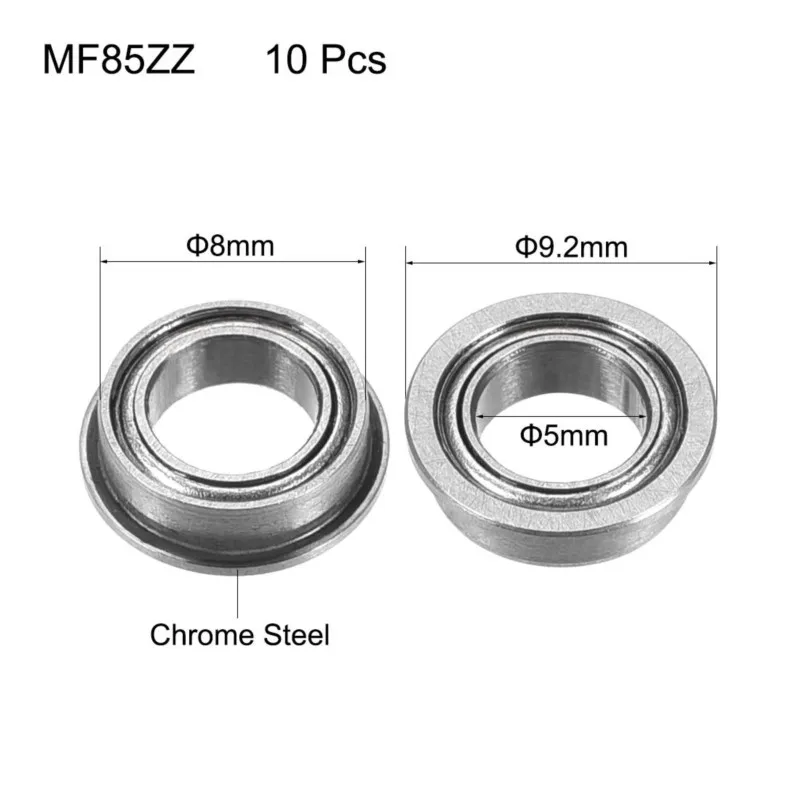 10pcs MF63 MF74 MF85 MF93 MF104ZZ MF105ZZ MF106 MF115 MF117 ZZ MF95zz 5x9x3mm Flanged Ball Bearing Deep Groove Ball Bearings