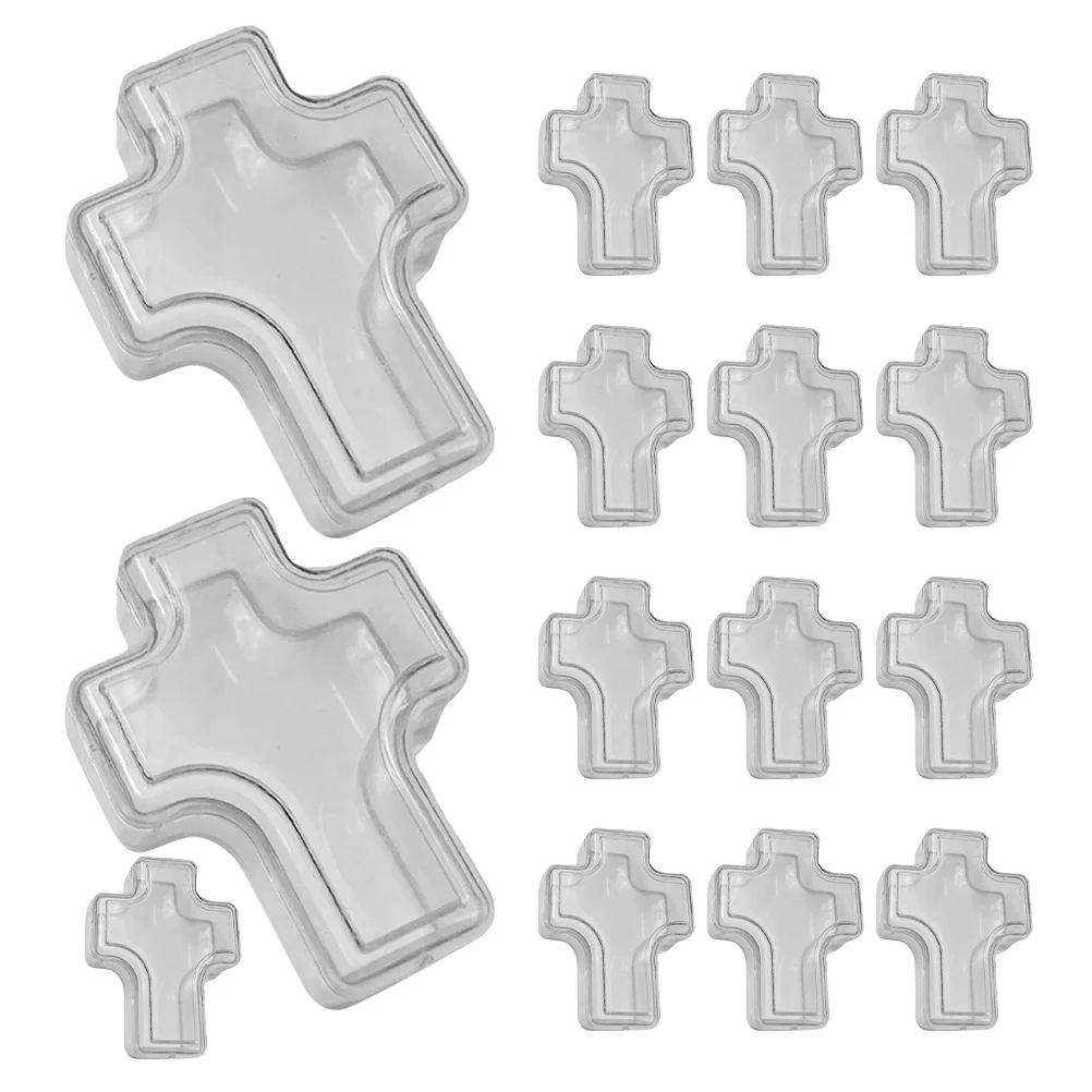 

15pcs Transparent Plastic Jewelry Storage Boxes Clear Cross Shaped Organizer For Earrings Rings Trinkets Travel Sundries Box