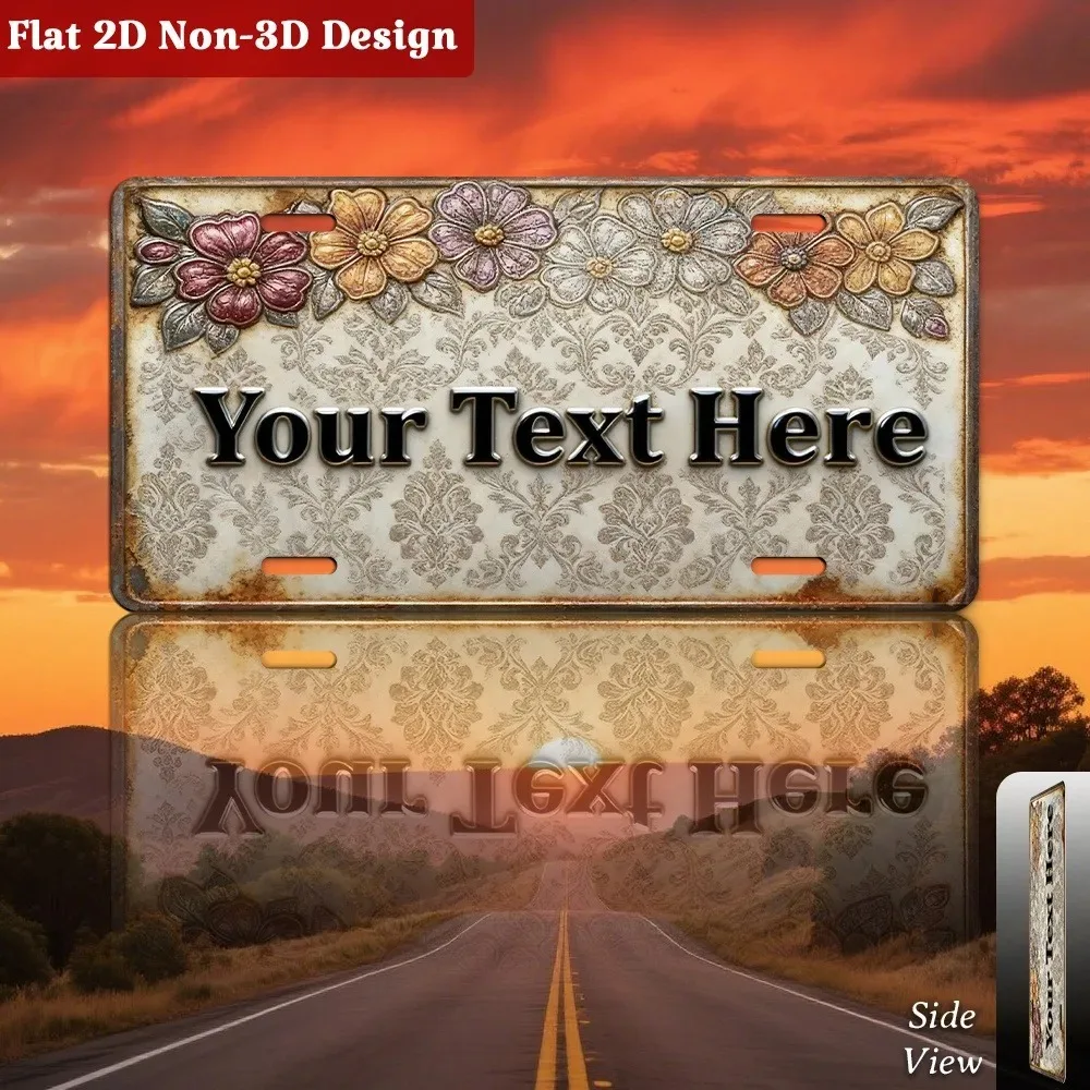 15×30CM Retro Antique Multi Tone Floral Aluminum Plaque Personalized Custom Text Rust Waterproof Porch Cottage Decor 1pc Only De