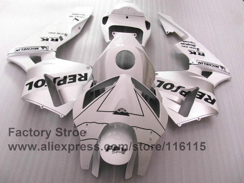 Custom  100% ing parts for HONDA 2005 2006 CBR 600RR 05 06 CBR600RR fairings white repsol fairing kits