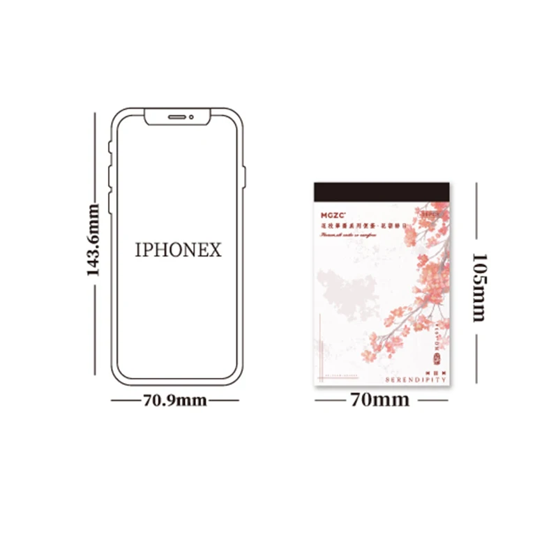30Sheets Memo Notes Flowers Flowering Branch Ink Decorative Writing Background Handbook Material Scrapbooking 105*70MM