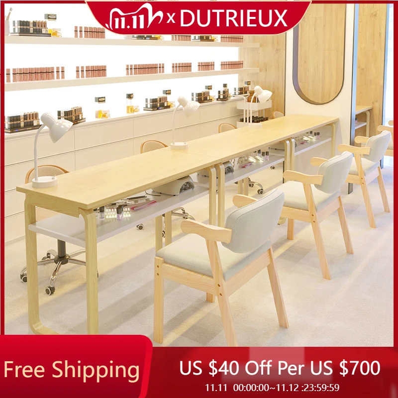 

Wooden Mesa Manicure Table Modern Easy Clean Aesthetic Simple Manicure Table Design Reception Tavolo Per Unghie Salon Furniture