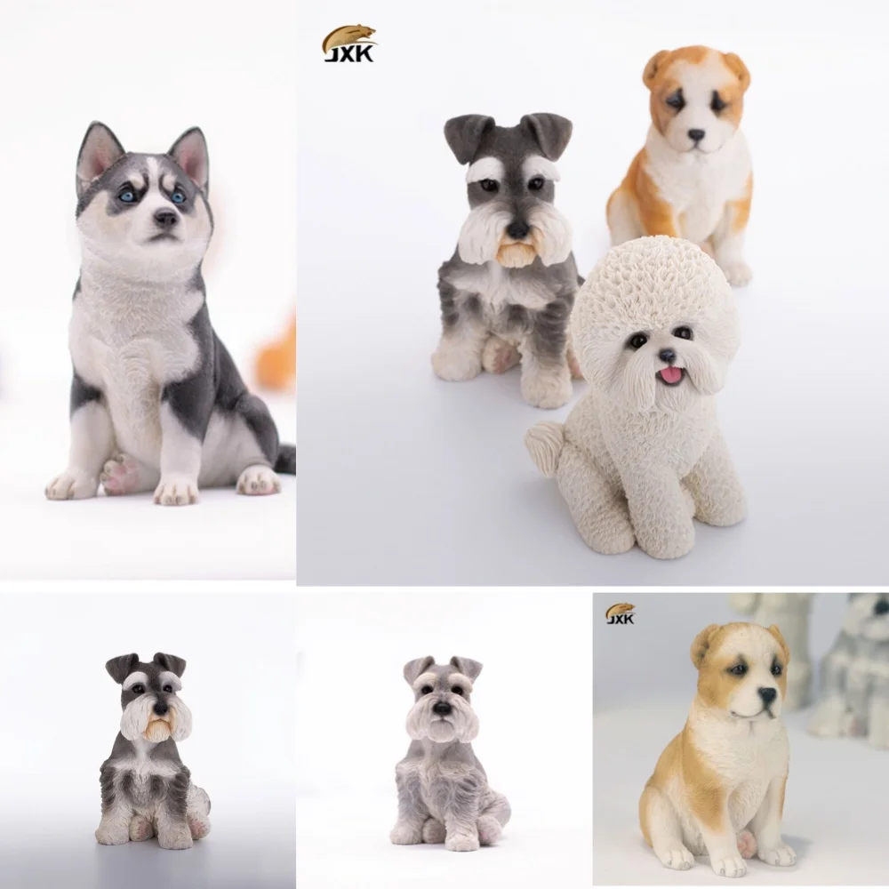 In Stock JXK Four Styles Fashionable Simulation Cute Small Puppy Resin Ornament Model Doll Ornaments Gifts Animal