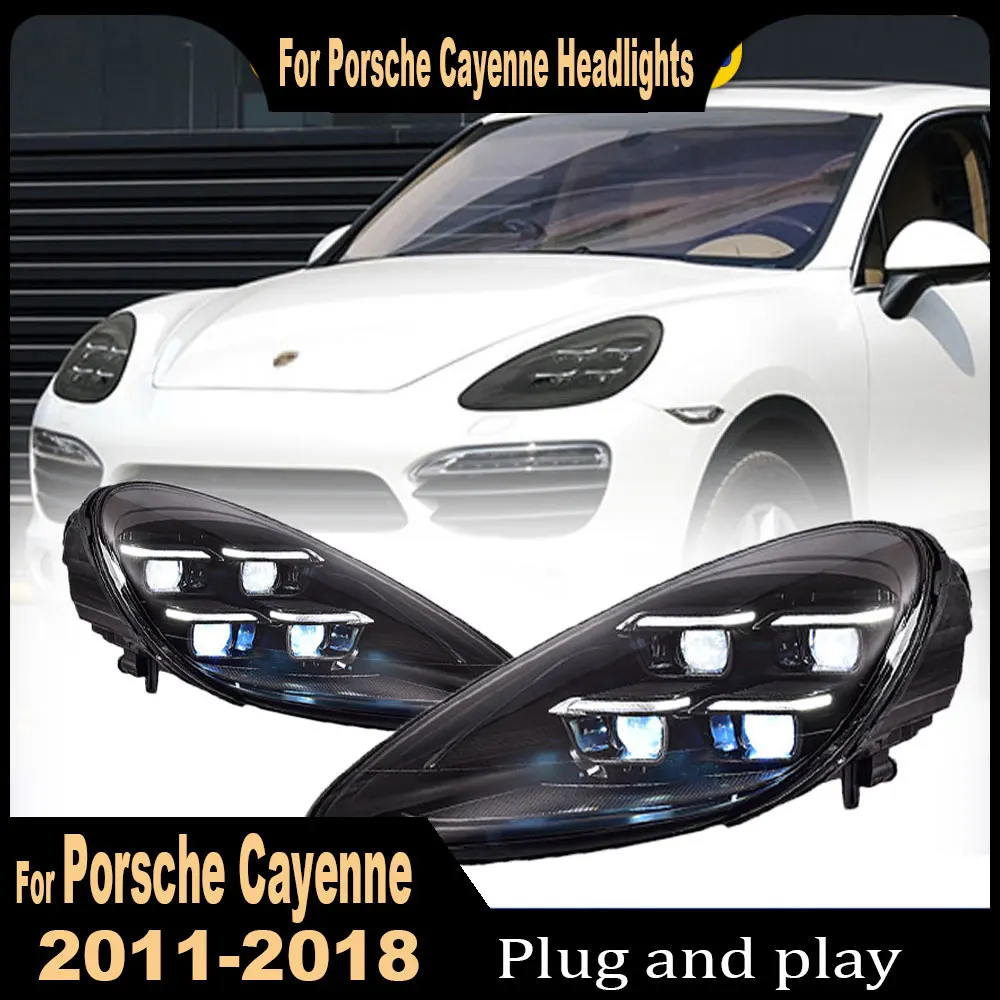 Car Accessories For Porsche Cayenne Headlights 2011 2012 2013 2014 2015-2018 958 LED Laser Matrix HeadLamps Upgrade 2024 Style