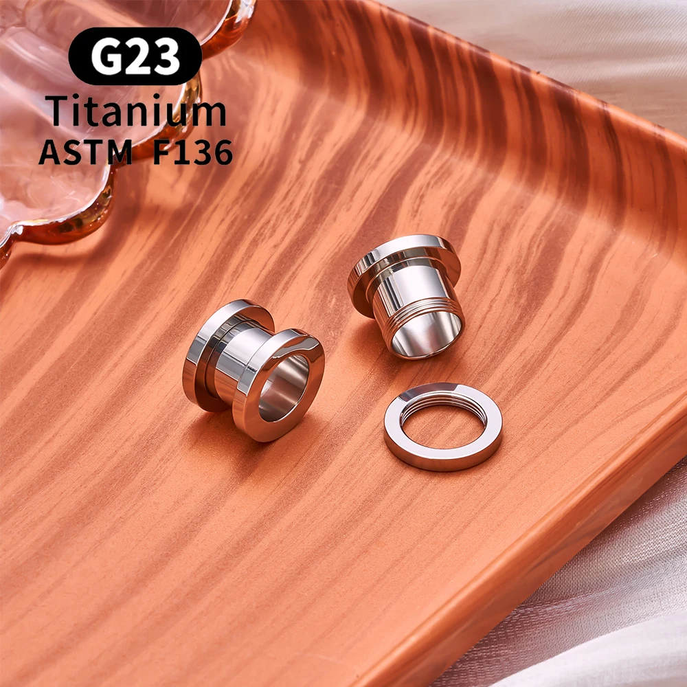 G23 Titan Schraube Fit Doppel Flare Ohr Flesh Tunnel Ohrring Plug Expander Keil Piercing Körper Schmuck Earlet Messgeräte – Detail 8