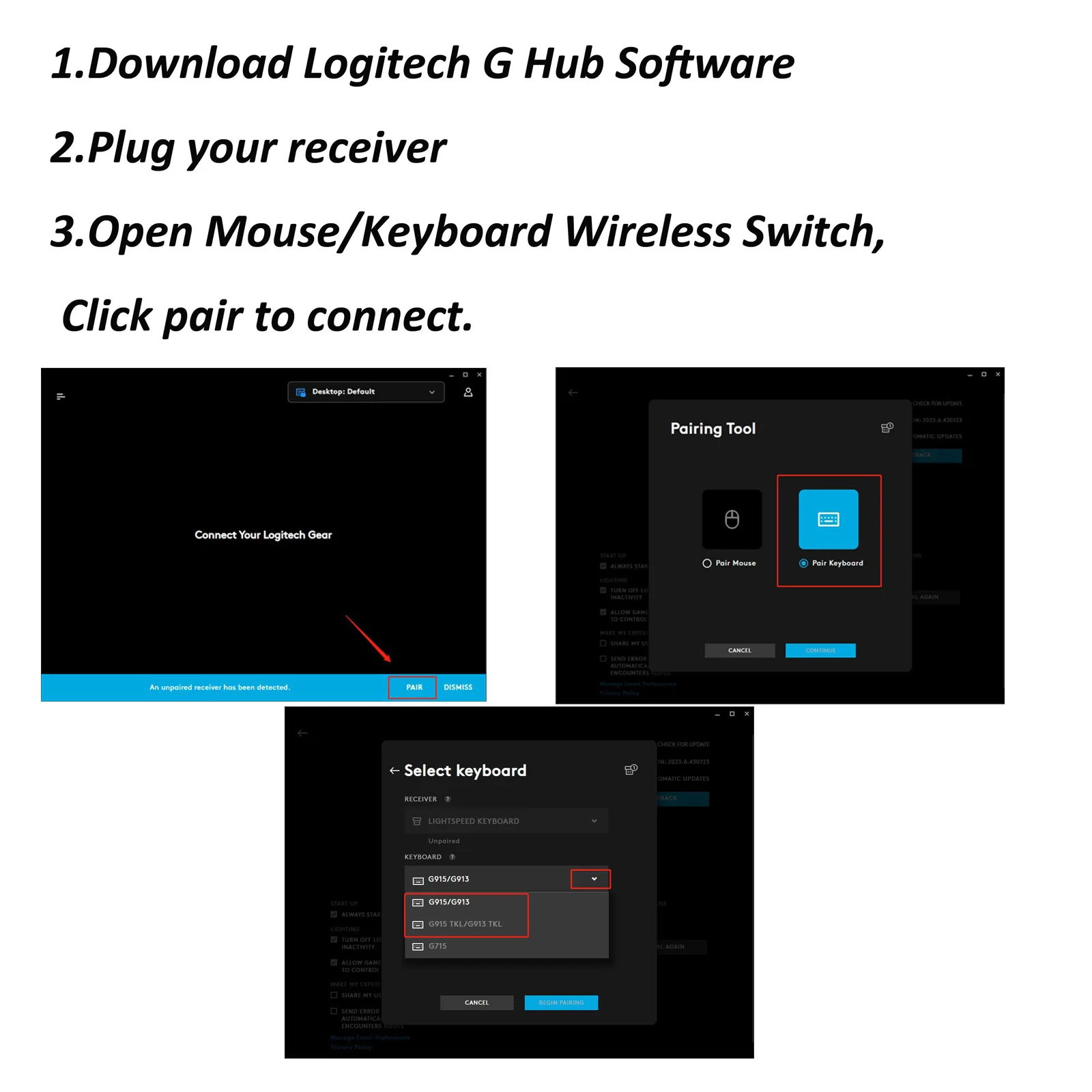 Sostituzione adattatore ricevitore tastiera dongle USB per tastiera wireless Logitech G913 G915 / G913 TKL G915 TKL Lightspeed