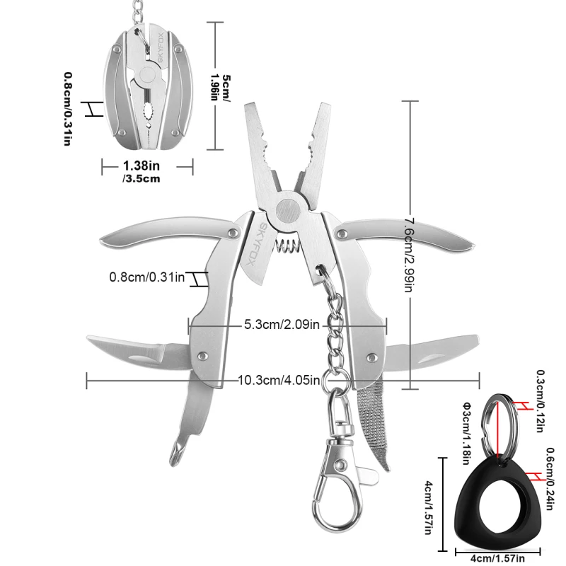 Mini EDC Polished 6-in-1 Stainless Steel Multi-Purpose Pliers Multi-Purpose Tool Ideal for Outdoor Use