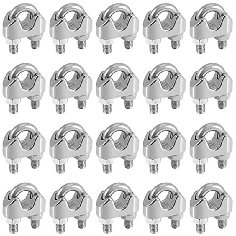 

20 шт., зажимы для троса 3/8 дюйма, из нержавеющей стали