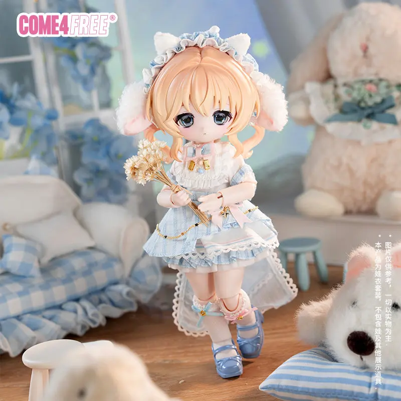 COME4FREE 1/6 BJD Doll Clothes Cute Plaid Lace Dress Outfit For OB11 Action Figure Doll Accessories Collection