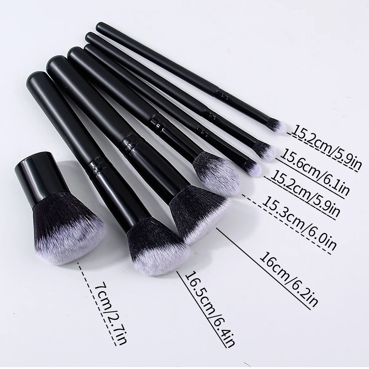 7 個黒メイクブラシセットプロフェッショナルスーパーソフトディテールブラシファンデーションコンシーラーアイシャドウブラシ女性美容ツール