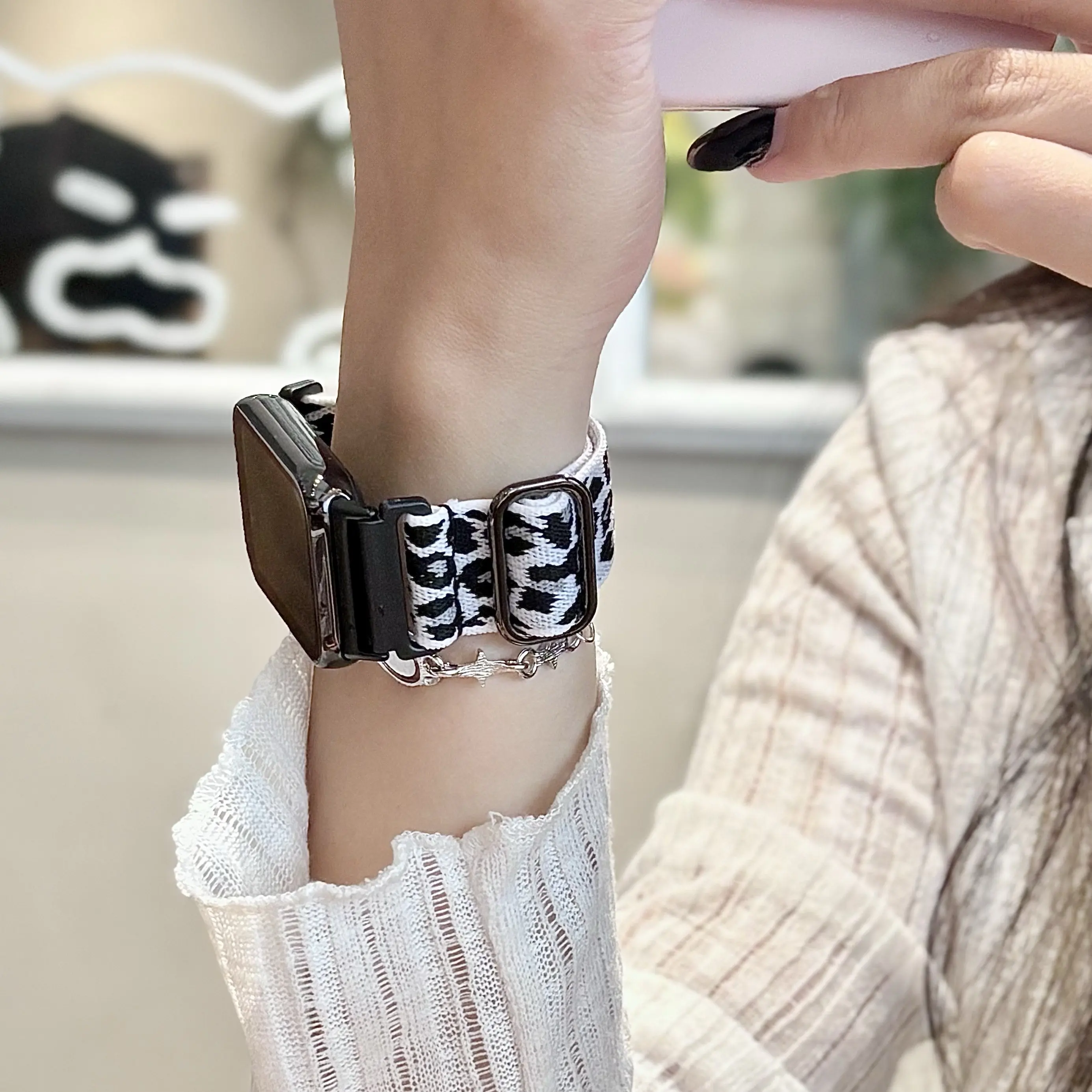 Leopard Print Nylon Elastic Strap Compatible with Xiaomi Mi Band 8 Pro/Redmi Watch 4, Quick Release Replacement Sports view 6