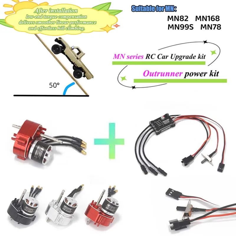 neebrc-am32-45a-metal-esc-2322-2600kv-outrunner-brushless-motor-w-metal-gearbox-for-mn82-mn99s-mn168-mn78-mn-rc-car-upgrade-part