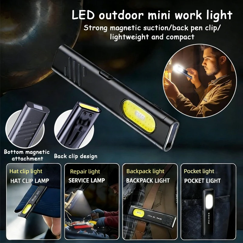 

Новый светодиодный фонарик-брелок 2-в-1: перезаряжаемый, портативный, мини-фонарь, карманный фонарь с магнитом, аварийный прожектор, рабочий светильник