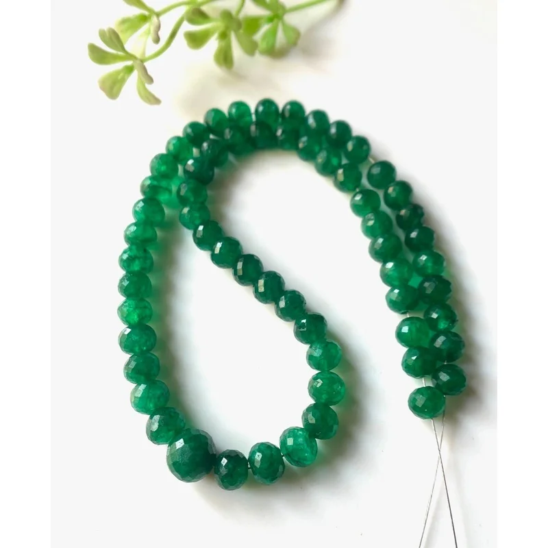 16 INCHS~AAA+Natural Zambian Emerald Faceted Rondelle Beaded Necklace-6/8 MM 4