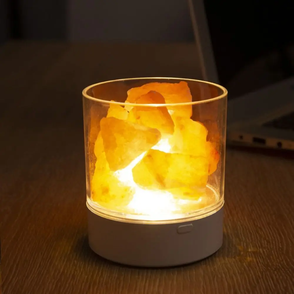Unique Crafts Natural Crystal Salt Lamp 7 Color Lights Eye Protection Night Light USB Powered LED Table Light Desk