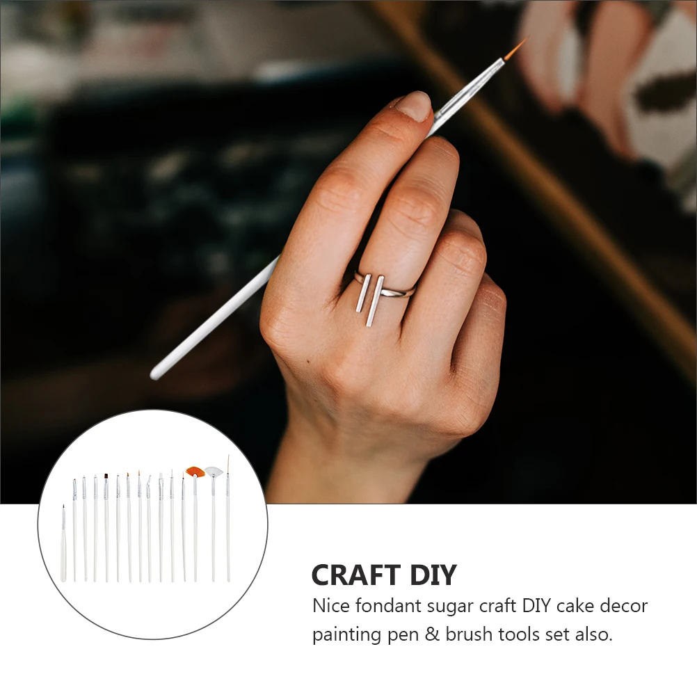 

30 Pcs Ergonomic Handle Nail Brush Dotting Painting Pen Cake Decorating Brushes For Gel Nail Art Tool White
