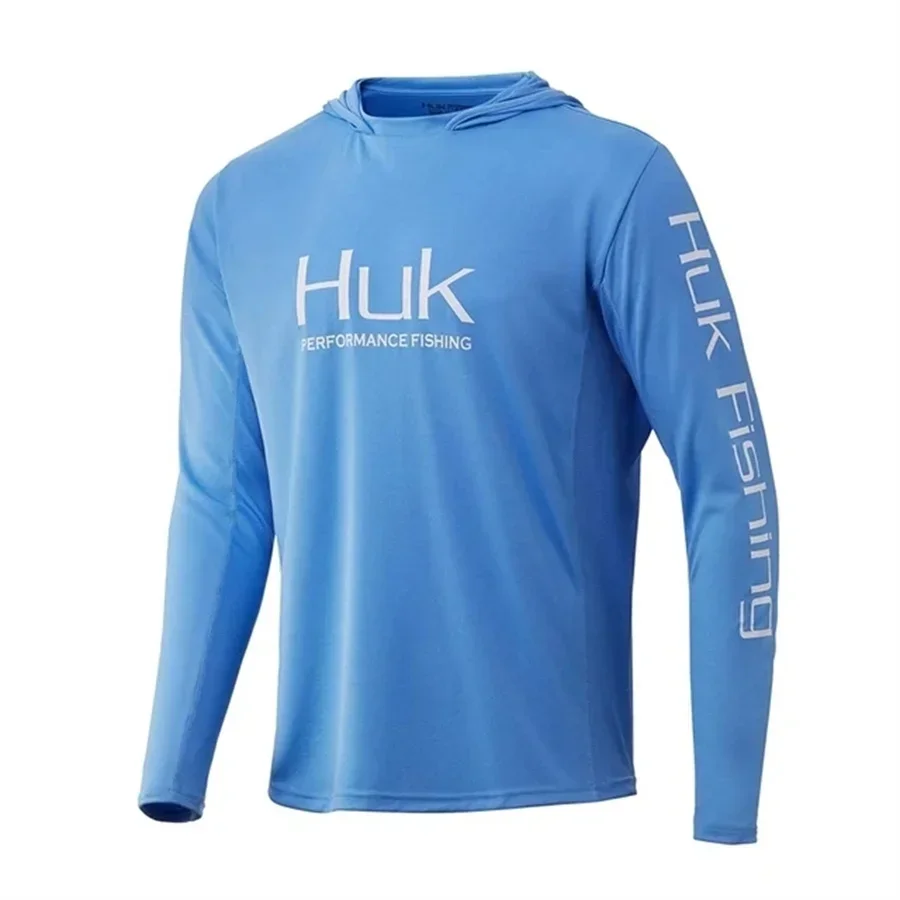 Fishing Shirt HUK With Hat Long Sleeve Sun UV UPF50 Summer Quick Dry Top Lightweight Men Fishing Clothes Sports Hunting Camping