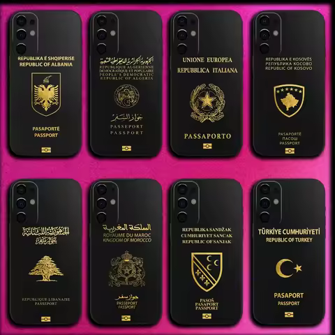 Albania Italy Sandzak Morocco Passport Phone Case For Samsung S25,S24,S21,S22,S23,S30,Ultra,S20,Plus,Fe,Lite,Note,10,9,5G Cover