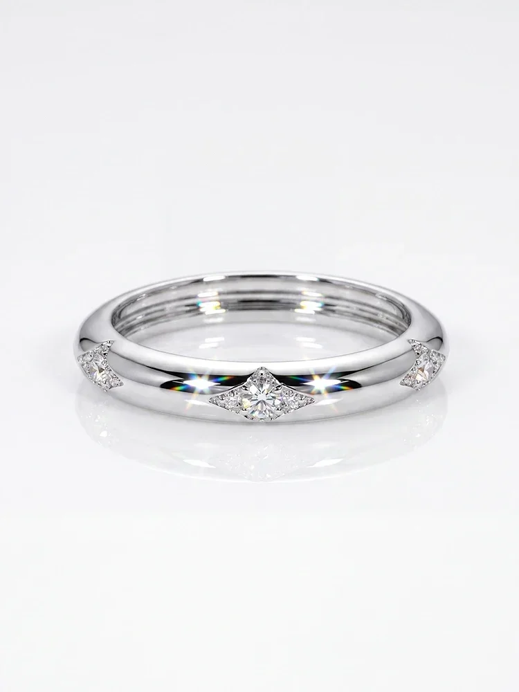 GRA Glänzende Modische Echte Runde Moissanit-Diamantringe für Frauen Jubiläum Hochzeit 925 Sterling Silber Feiner Schmuck – Detail 4