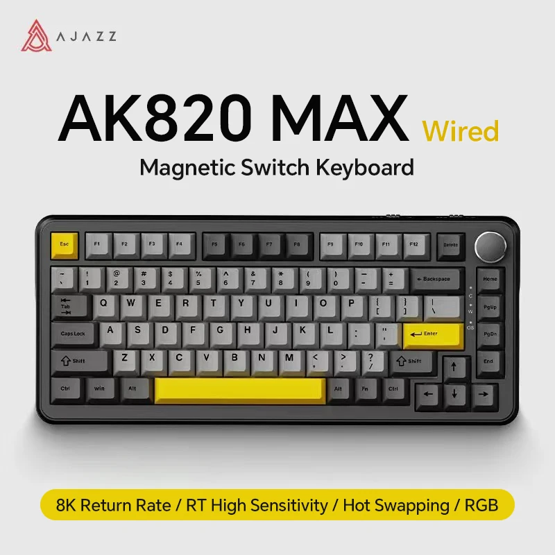 Ajazz AK820 MAX 75% Mechanical Keyboard, Magnetic Keyboard with
