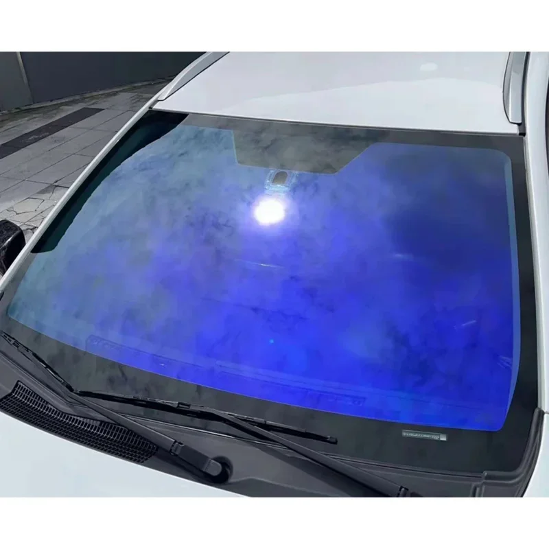 1Mx3M VLT 75% Blue Chameleon Windshield Foil Car Window Tint Solar Protection Film Clear Blue Color Change Roll UV Block IRR 95%