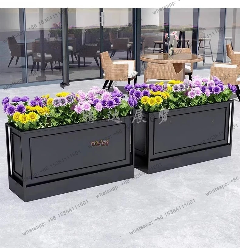 Outdoor Iron Art Flower Box Combination Stainless Steel Bed SaleSquare Flower trough Flower Pot Tree Box
