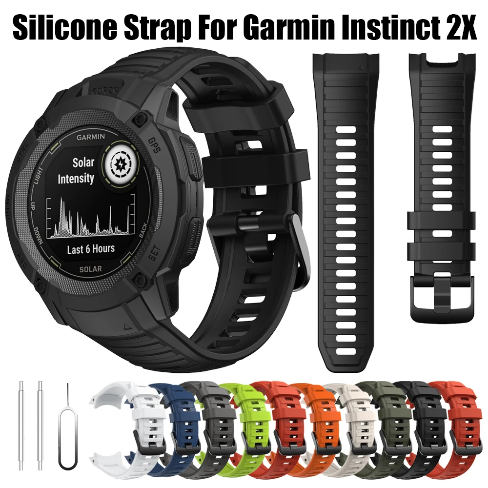 No Gaps 26mm Silicone Strap For Garmin Instinct 2X Solar - Tactical Edition Watchband Replacement Accessories