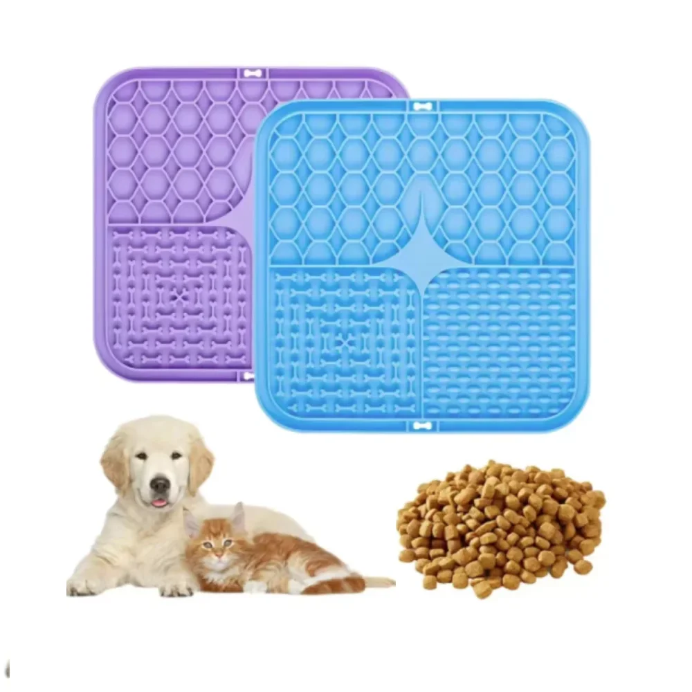 Pet Meal Mat Silicone Suction Cup Licking Mat Anti Choking Slow Eating Basin Dog Licking Mat Training Pet Slow Feeding Tableware
