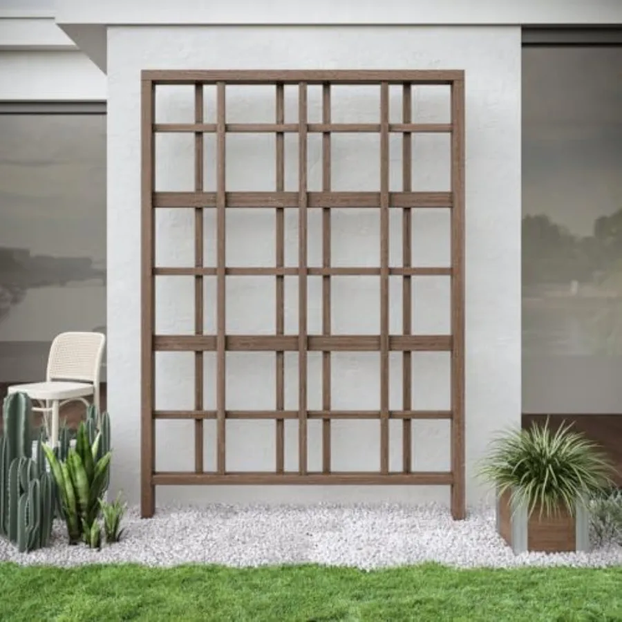 

Urbana Espresso Brown Embossed Vinyl Modern Trellis and Privacy Screen 60 inch L x 84 in H Garden Decor Lattice BPA and Pthalat